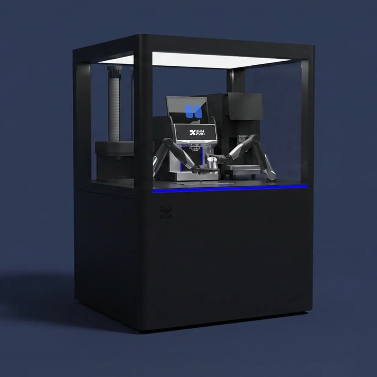 X Barista Gen 3 Kiosk — hotspot pinler ile detaylı görünüm