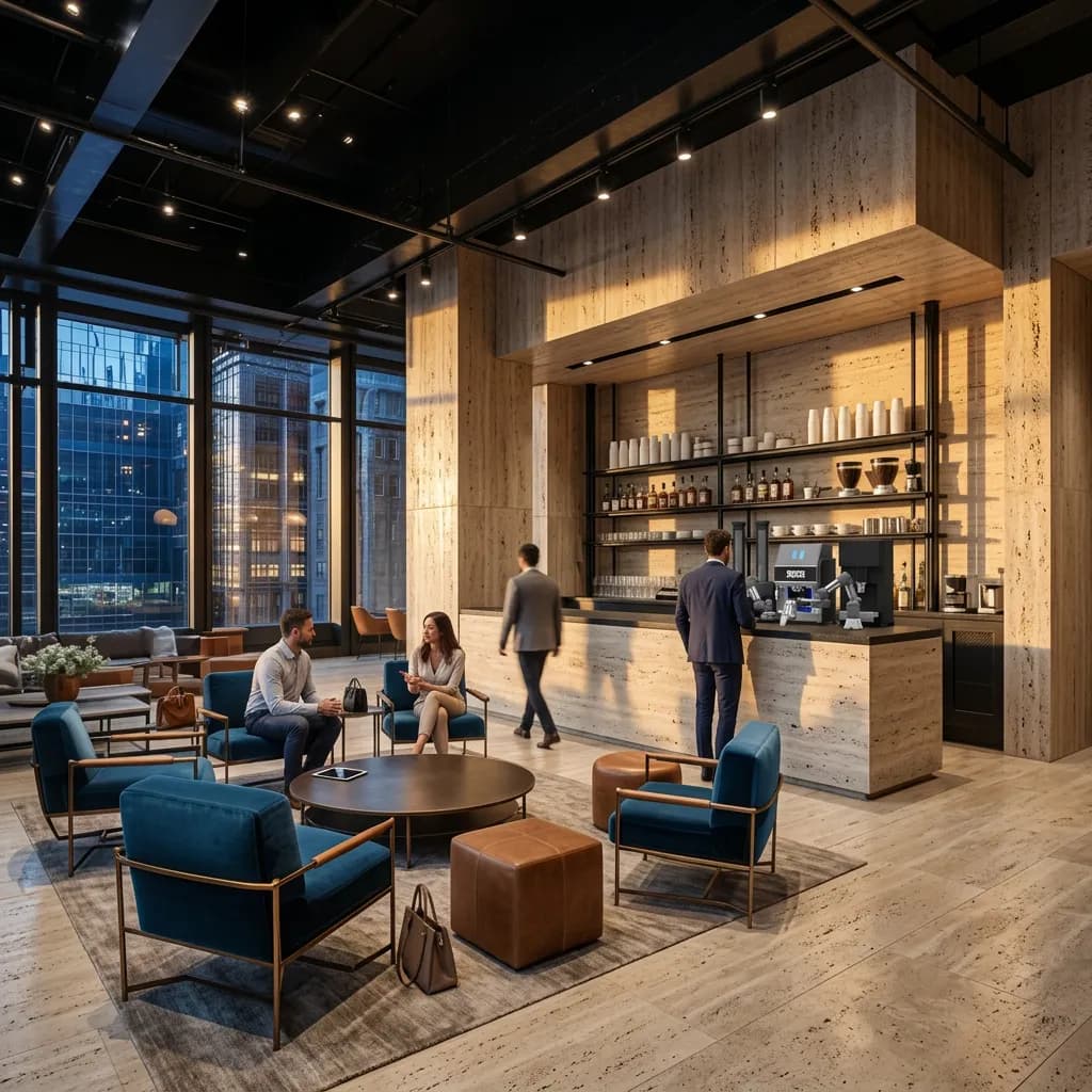Gen 3 Yarı Kapalı — otel lobisi kurulumu, hotspot pinler ile detaylı görünüm
