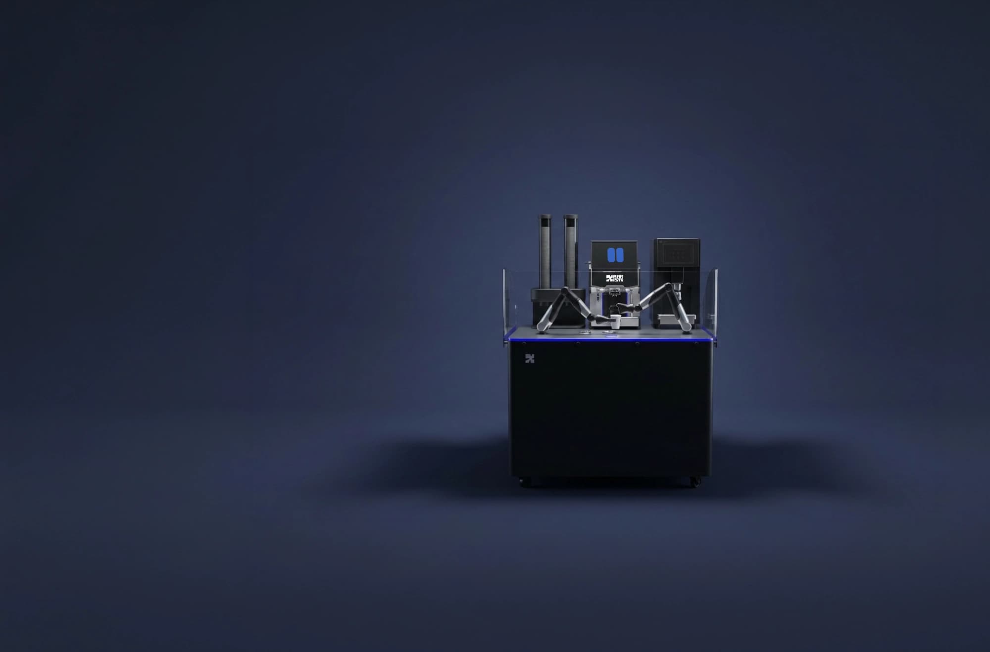 Gen 3 Yarı Kapalı — Cam panel korumalı robot barista