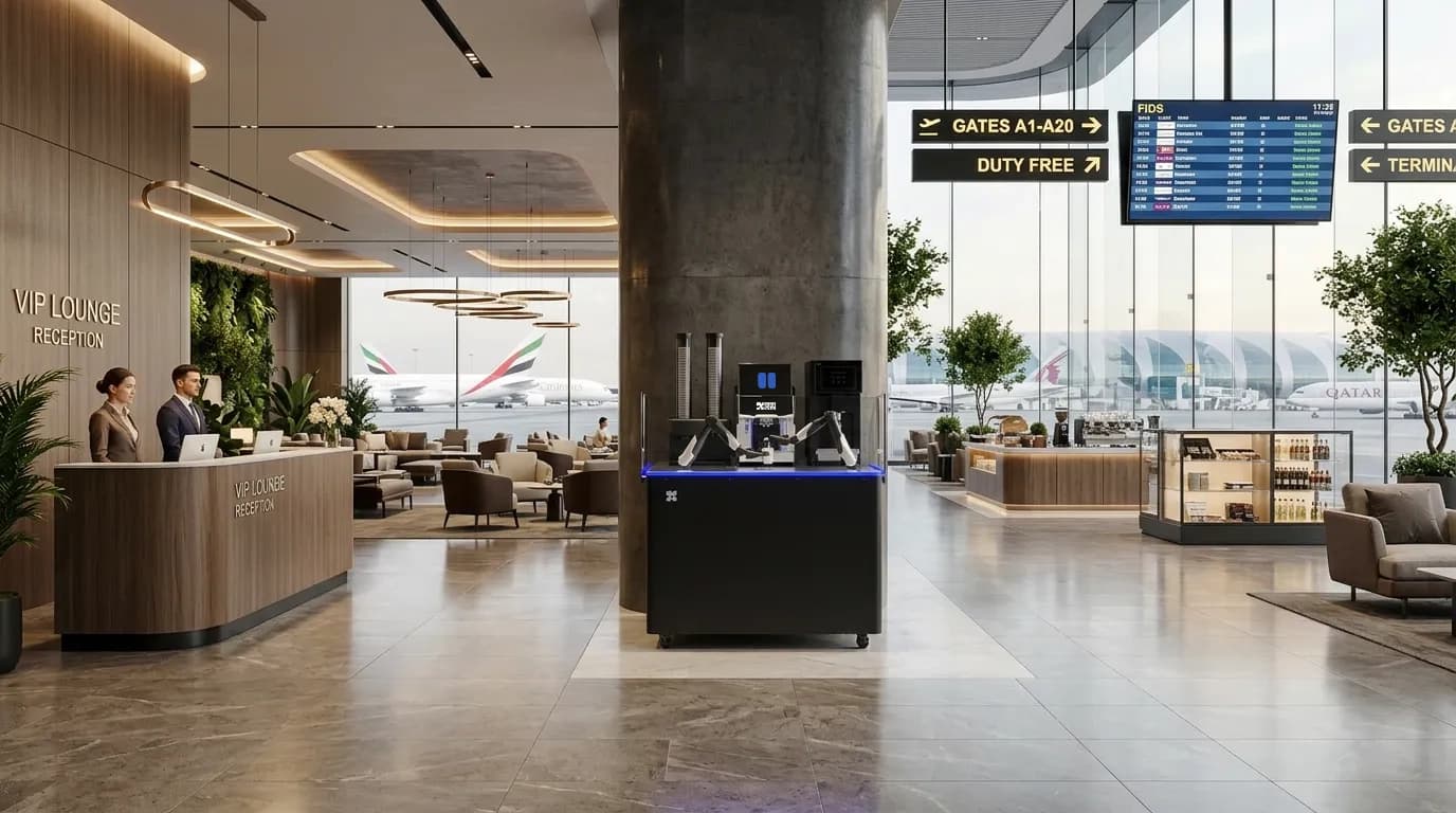 X Barista etkinlik standında robot barista